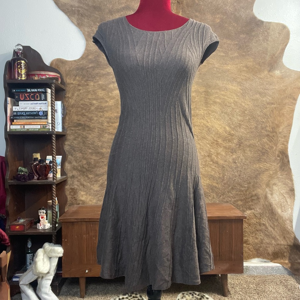 Brown Y2K knitted warm dress